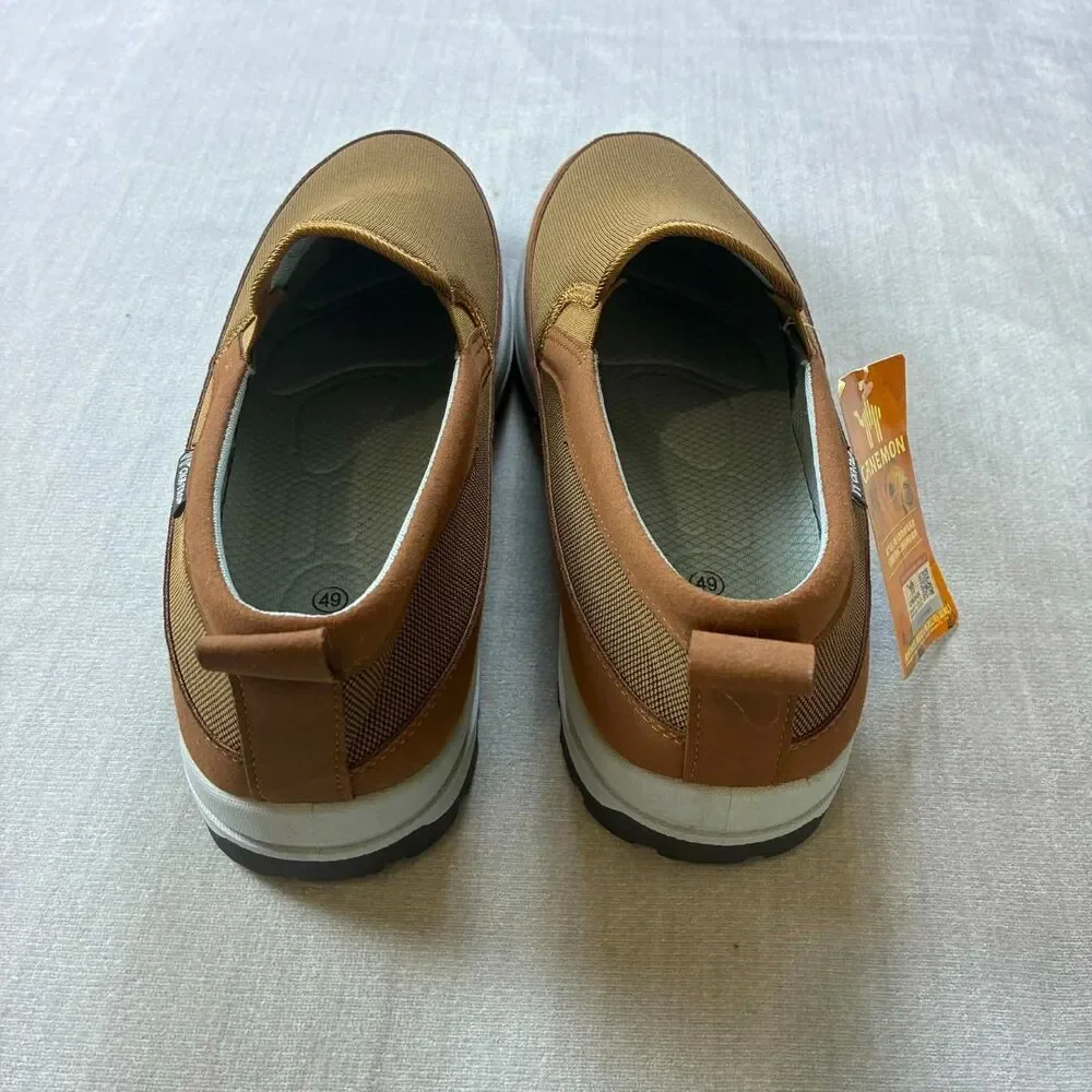 Canemon Mens Size 14/15 EU 49 Brown Slip On Walking Shoes Casual Sneakers NWT